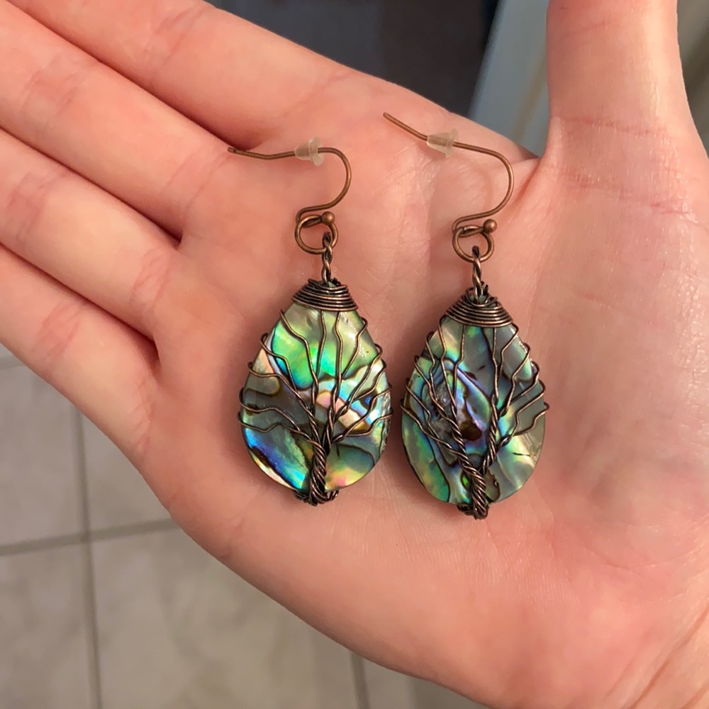 Beautiful Blue/Green Tree of Life Earrings